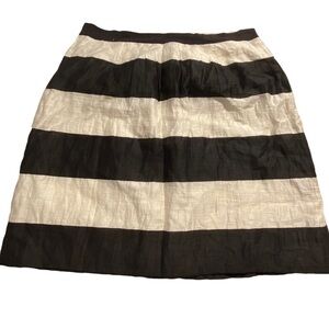 Black and White Striped Loft Skirt Linen Blend Sz 14